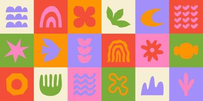 Abstract Geometric background with doodle groovy shapes. Childish playful forms. Trendy illustration vector