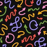 Hand drawn seamless pattern of colorful arrows for business plan, presentation and education. vector