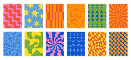 Set of Abstract vertical geometric backgrounds with colorful shapes and forms. Trendy v illustration in style retro vector
