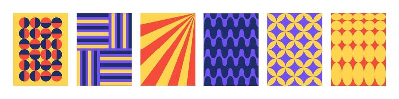 Set of Abstract vertical geometric backgrounds with colorful shapes and forms. Yellow, red and purple colors vector