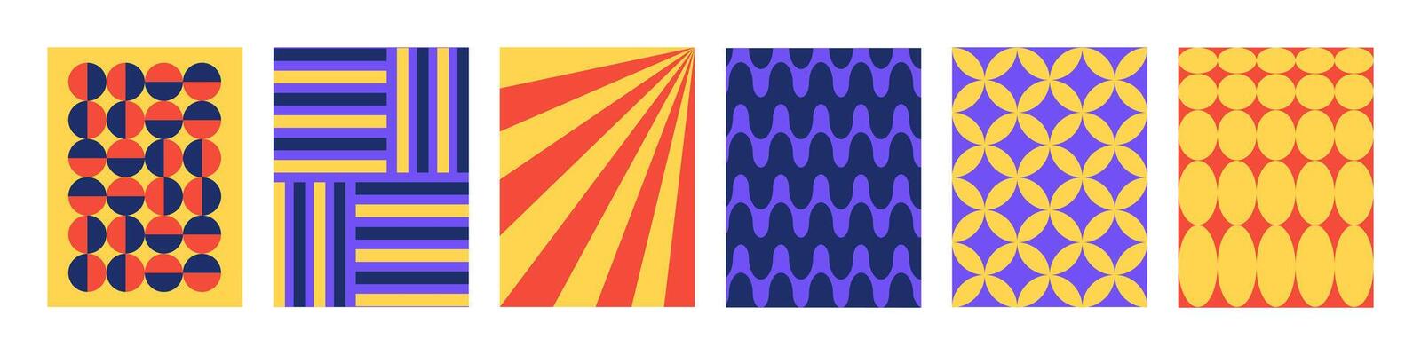 Set of Abstract vertical geometric backgrounds with colorful shapes and forms. Yellow, red and purple colors