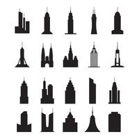 Black Silhouettes of Various Skyscrapers and Buildings on White Background vector