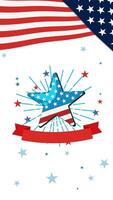 Dynamic animation featuring American flag elements, stars, and celebratory text in a vibrant, festive style video