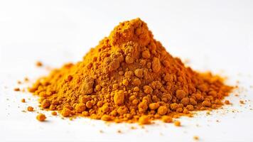 Fresh Turmeric Powder Isolated on White Background photo