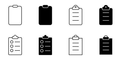 clipboard, checklist, document icon set vector