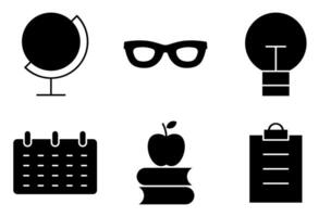 Bold Solid Icons of Educational Elements for Apps and Print vector