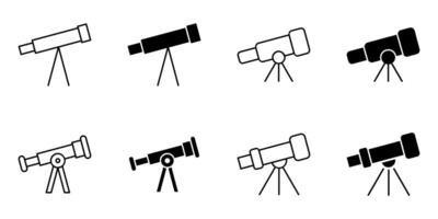 telescope, astronomy, observation icon set vector