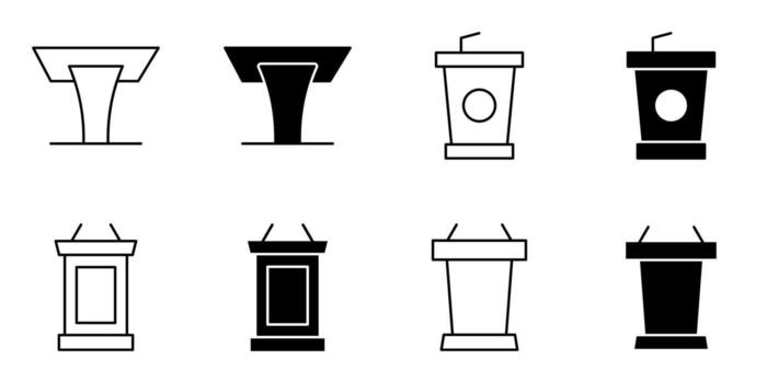 conferencia podio, conferencia icono conjunto vector