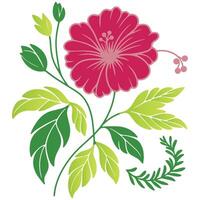 hand drawn botanical flower with leafy vines and detailed outline style perfect for nature themed digital artwork vector