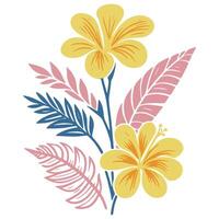 artistic botanical flower illustration with linear leafy stems and cotton blossom for contemporary cushion design vector