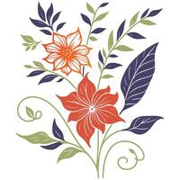 nature inspired cotton flower and leafy stem drawing in soft line art style for summer fashion accessories vector