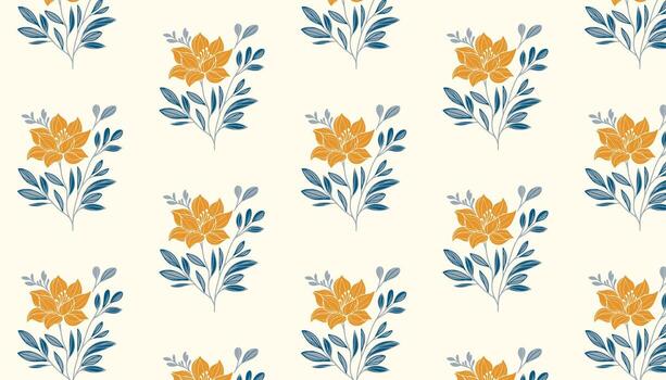 floral pattern designed using outlined rose shapes and thin leaf structures for home textiles vector
