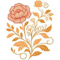 elegant digital flower with leafy elements in hand drawn style for fabric, stationery, and home accessories vector