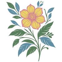 digital artwork of floral bouquet with abstract leaf elements in modern minimalist botanical expression vector
