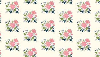 floral pattern composed of botanical rose clusters and modern sketchy stems for home decor vector