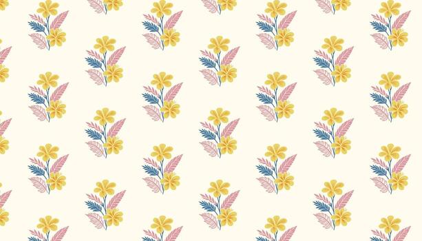 floral pattern with abstract leaf motifs and simple rose sketches for digital fabric design vector