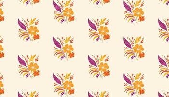 floral pattern built from cotton inspired blooms and nature linework for fabric and wallpaper design vector