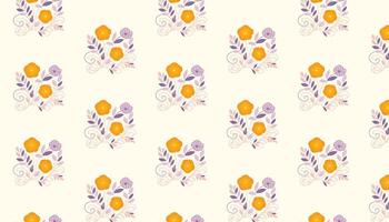 floral pattern with decorative flower outlines and continuous line leaf shapes for surface design vector