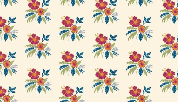 floral pattern featuring fine line petals and sketched leaves in a continuous repeat for textile design vector