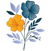contemporary cotton flower with leafy botanical details drawn in modern hand sketch style for decor purposes vector