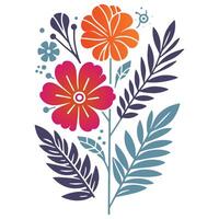 abstract floral composition with detailed leaves and blossoms for fine art prints and digital textile surfaces vector