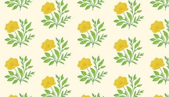 floral pattern designed using leaf silhouettes and flower contours for digital fabric patterns vector