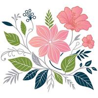artistic floral bloom with abstract garden leaves for digital artwork and contemporary cushion designs vector