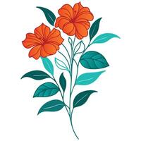 contemporary digital floral drawing with botanical theme and cotton bloom for soft decor and wedding items vector