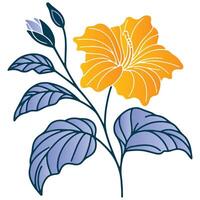 digital illustration of garden flower and stem leaf with elegant simplicity in abstract botanical styling vector