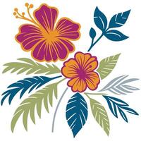 hand painted floral piece with botanical elegance in cotton bloom and leafy accents for summer projects vector