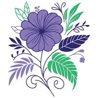 contemporary floral art featuring minimal cotton flower and hand sketched leaves in a decorative artistic format vector