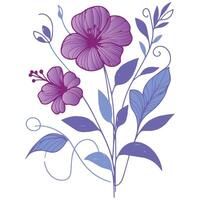 minimal abstract flower illustration with sketch leaves for elegant women fashion and digital product design vector