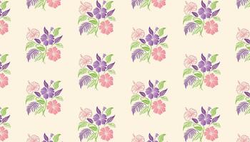 floral pattern composed of elegant botanical structures and rose contours for fabric design vector