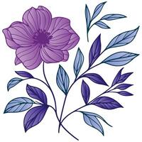 fine botanical flower art with sketched leaves and cotton blossom ideal for modern digital textile and art prints vector