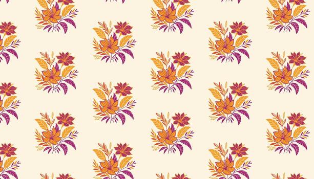 floral pattern using minimal leaf structure and rose illustrations for wrapping paper vector