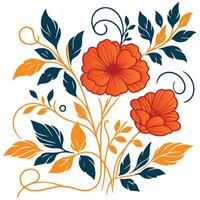 nature based floral composition with decorative leaf detail in abstract botanical layout for cushions and prints vector