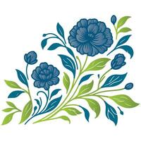 soft hand drawn flower with stem leaves in a minimal botanical layout for fashion products and wall art vector