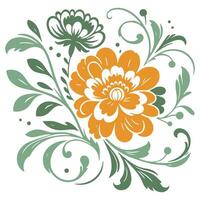 soft garden flower illustration with minimal sketch leaves for trendy textile design and summer interiors vector