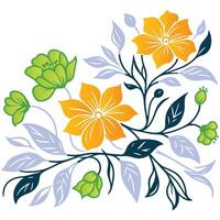 contemporary botanical flower sketch with abstract garden leaves in a decorative art layout for textile usage vector