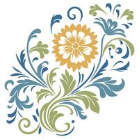 elegant flower and stem leaf illustration in contemporary botanical style for digital and fabric products vector