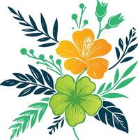 highly artistic floral and leafy drawing in abstract botanical style for women wear and modern digital collections vector