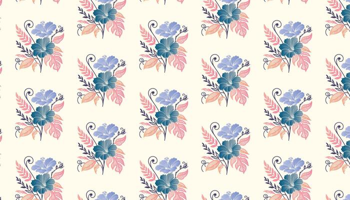 floral pattern composed of abstract nature shapes and graceful floral linework for fabrics