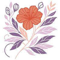 sketch of botanical blossom with stem and leaf drawn in fine modern style for fashion and home decoration vector