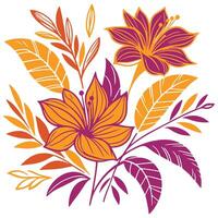 soft botanical composition featuring summer blossom and hand drawn leaves for feminine fabric and wall art vector