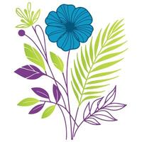 cushion cover floral design featuring hand drawn flowers and natural stem leaves in artistic botanical form vector