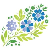 floral bloom with botanical leaves in minimal digital style ideal for home textile and contemporary fashion accents vector
