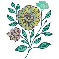summer bloom with leafy botanical elements in abstract drawing format for decor and home fashion designs vector