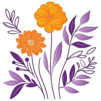 elegant floral line art with hand drawn botanical details ideal for cushion covers and modern wedding projects vector