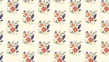 floral pattern created with cotton inspired artwork and soft stem elements for textile use vector