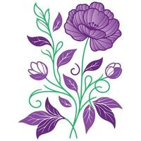 digital illustration of hand drawn flowers and leaves in a detailed botanical format for wedding and home use vector